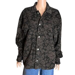Abercrombie & Fitch Brown Floral Corduroy Shacket Jacket Women’s Size Large